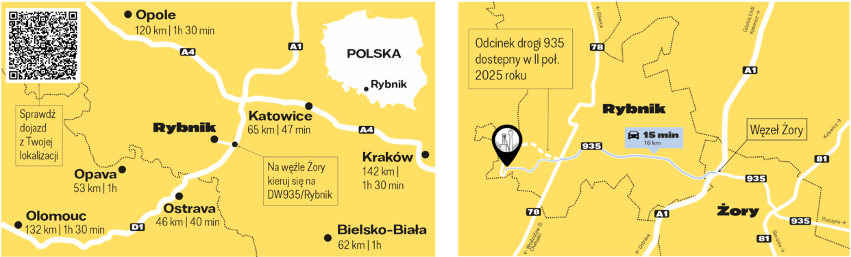 Mapa dojazdu do Zabytkowej Kopalni Ignacy w Rybniku